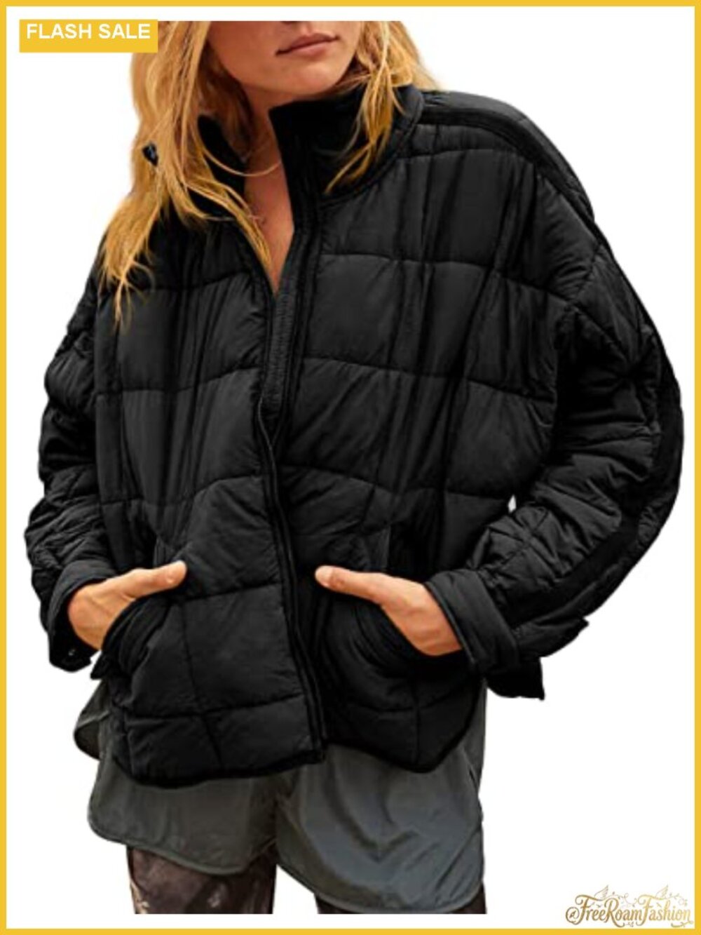 Womens Quilted Puffer Jacket Lightweight Zip Up Short Winter Coat Pockets